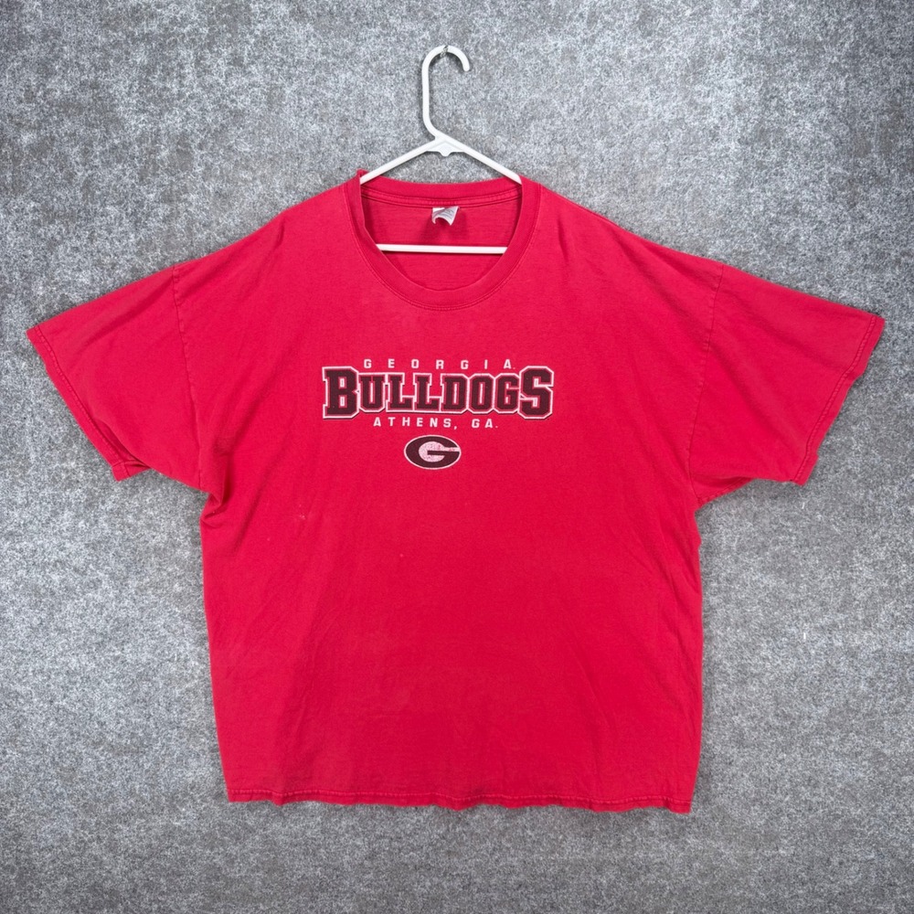 Georgia Bulldogs UGA 3XL Red T Shirt Jerzees Heavyweight Cotton NCAA Distressed